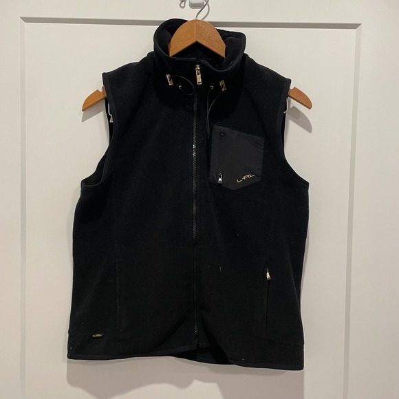 Ralph Lauren Jackets & Blazers - RALPH LAUREN ACTIVE Black‎ Fleece Vest Full Zip Mock Neck Women's Size M